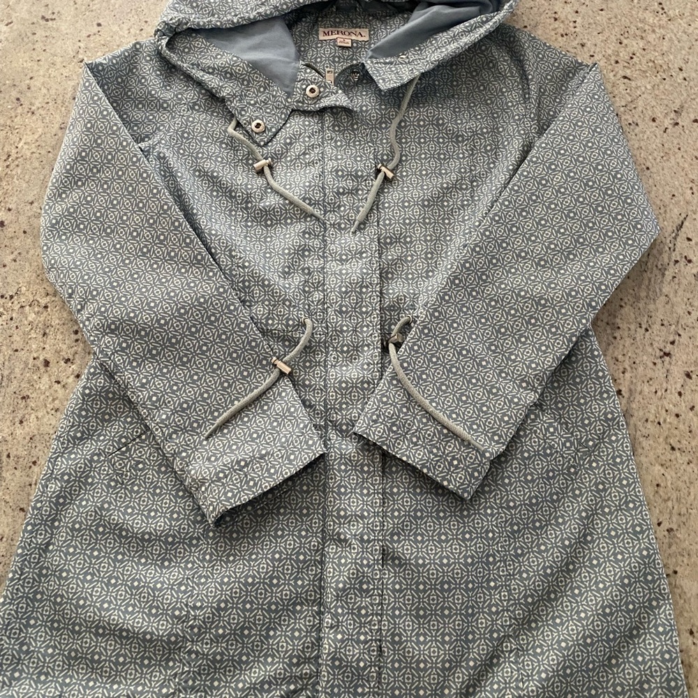 Merona Light Blue Geometric Hooded Jacket